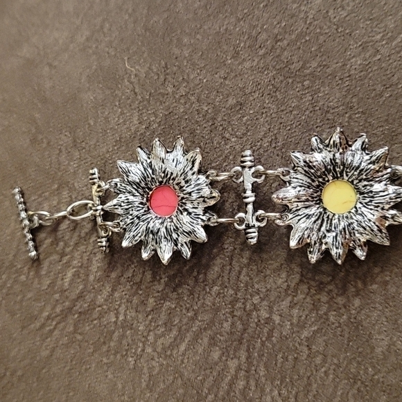 VTG Rainbow Daisy Link Boho Hippie Toggle Bracelet - Picture 7 of 9